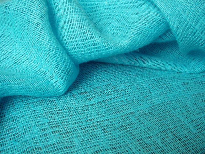 Burlap Linen Flax Fabric Cloth Aqua Cyan Blue Decorator ECO-friendly - last 1 piece 24 x 39 inch