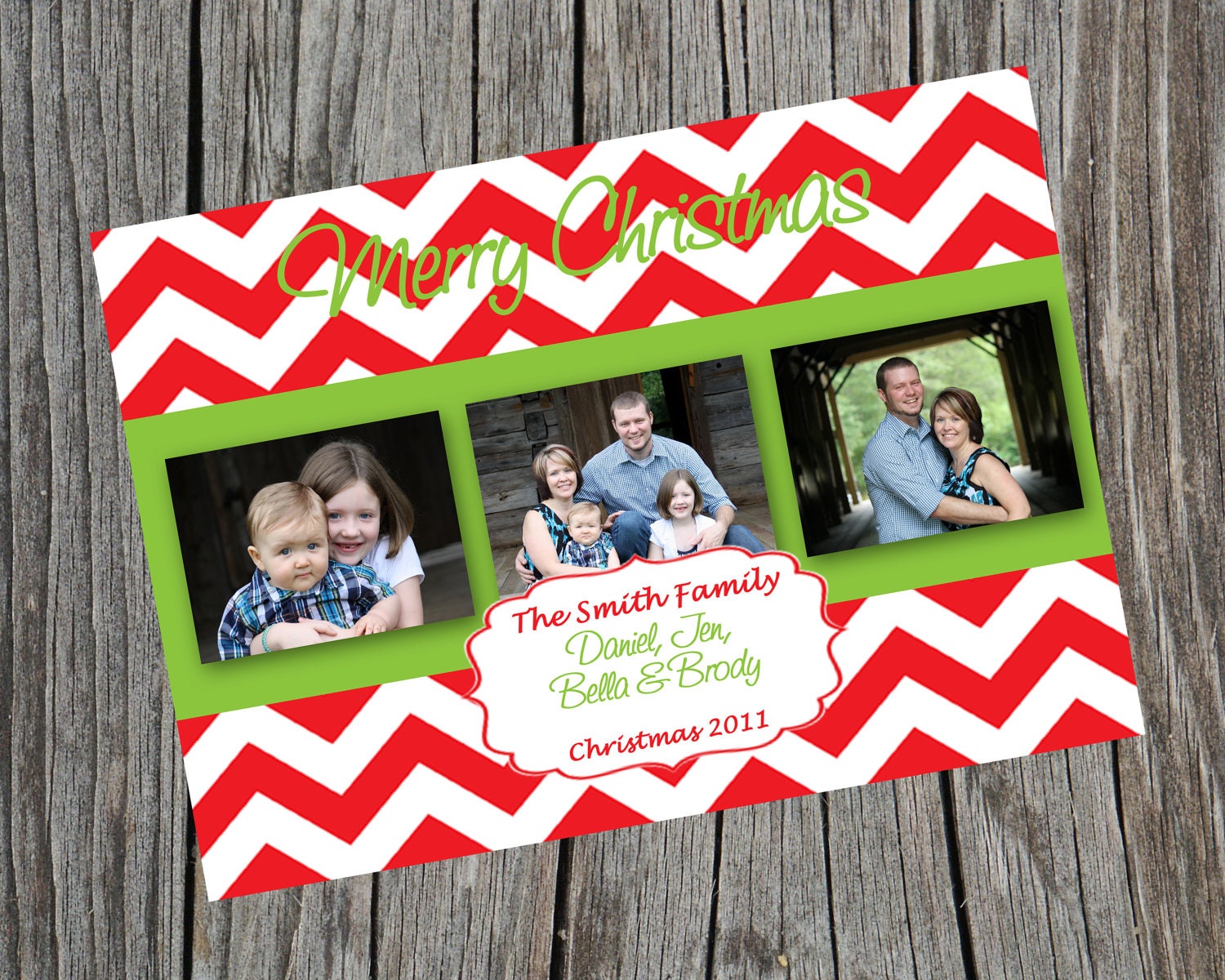 Printable and Customized Holiday Photo Card. Personalized Christmas Card. Chevron Holiday Card. Il_570xn