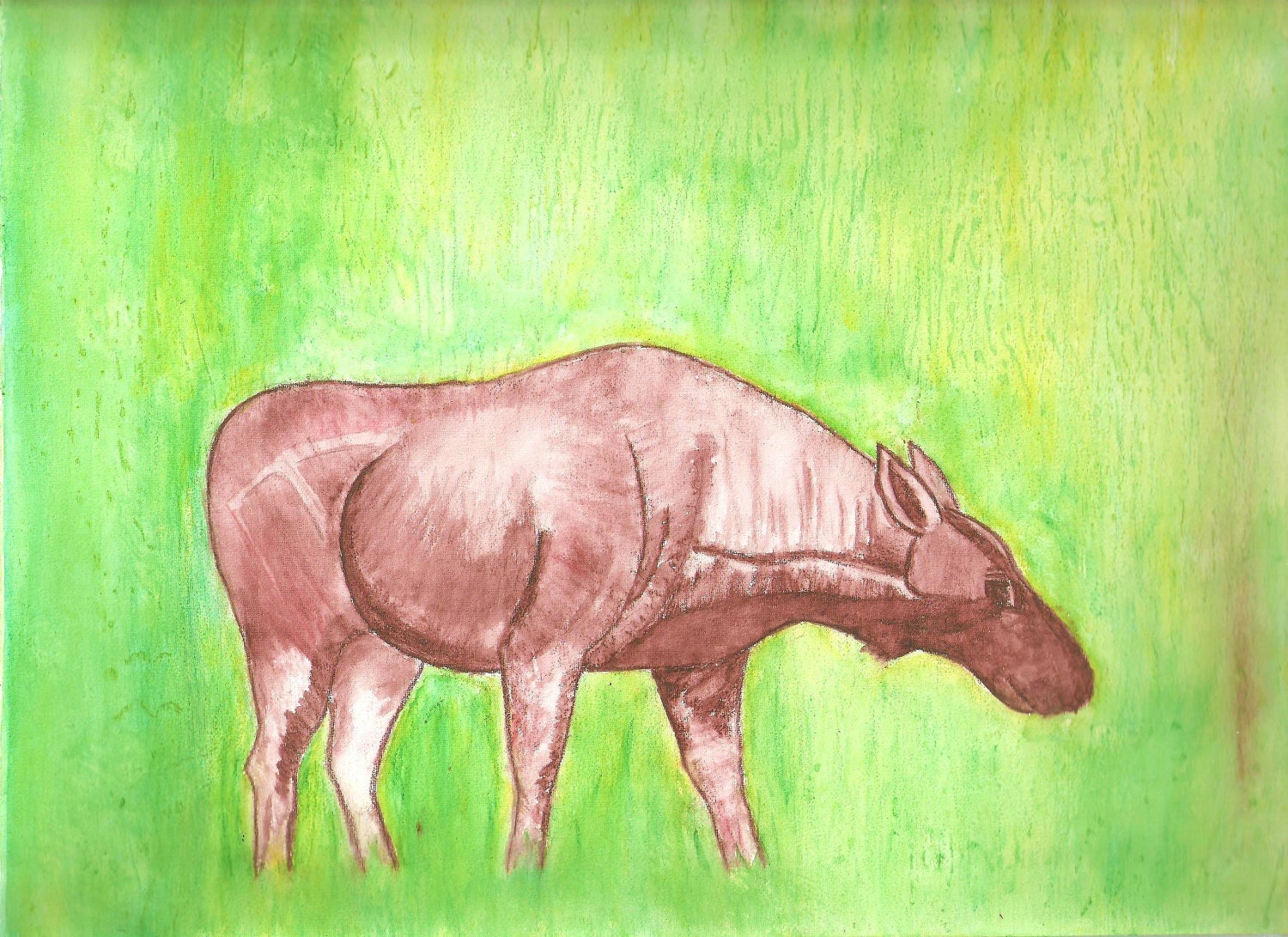 Original Watercolor Moose on loose Canvas