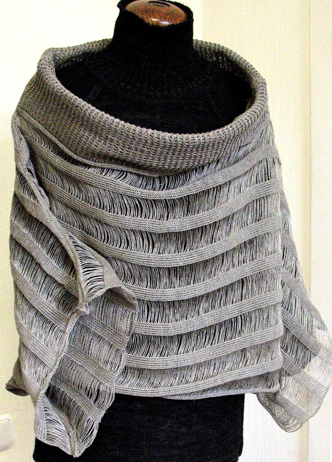Linen Top Tunic Sweater Clothing Natural Grey knitted and Lace