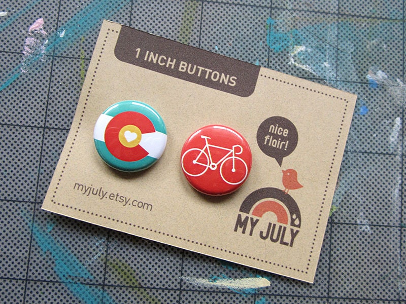 1 Inch Buttons, Colorado Bike Love