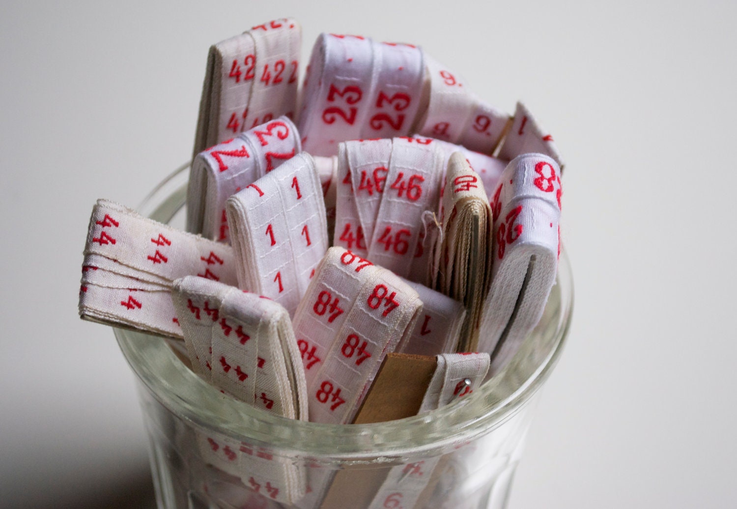 Vintage french embroidered trim ribbon - Numbers - vintage laundry label