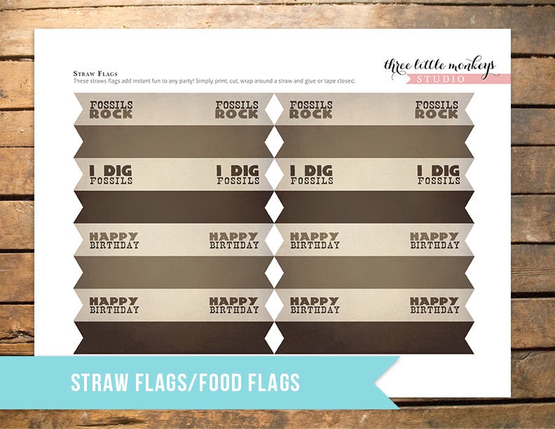 Fossil Hunter Straw Flags or Food Flags Il_170x135