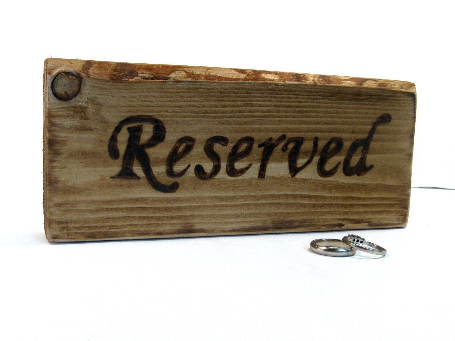 Rustic Wedding Decor. TWO sided wood burned Wedding sign for Reserved seating.