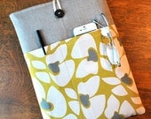 13 inch laptop Macbook Mac book Pro or Macbook Air Cover Padded Case Sleeve - Linen with Citron Fabric Pocket