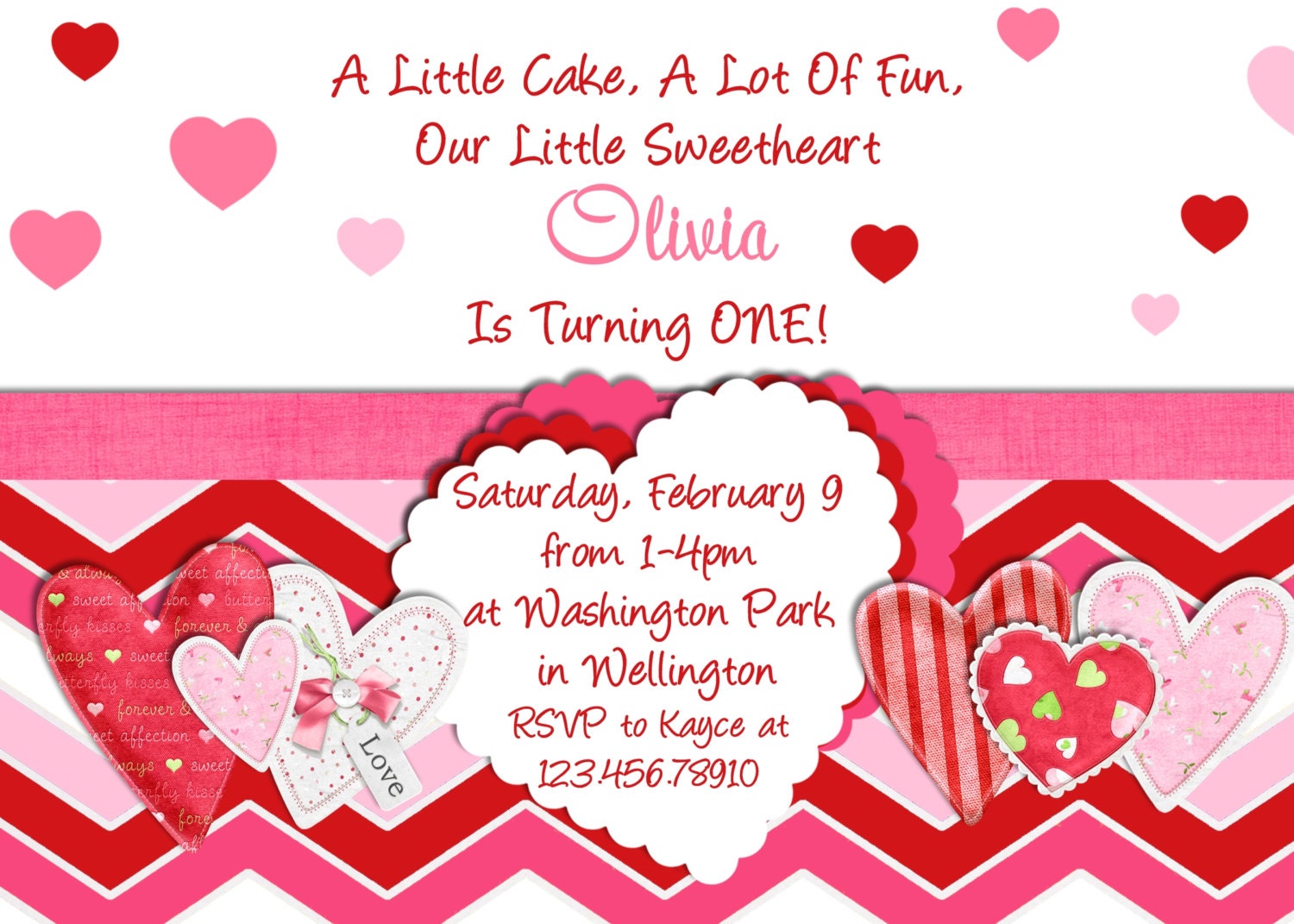 Valentine Birthday Invitation Pink and Red Printable and Custom Invite Il_570xn