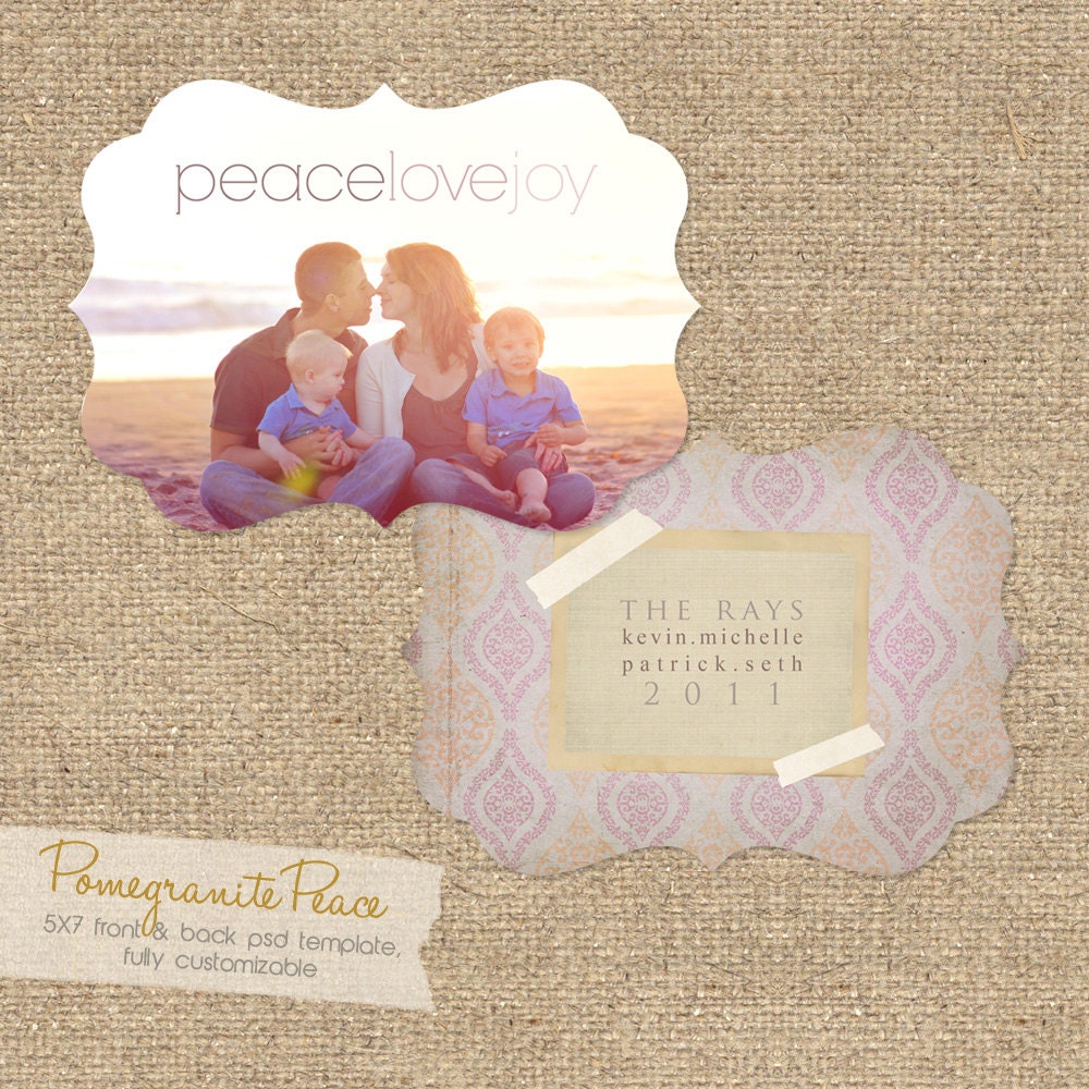 POMEGRANITE PEACE Custom Photo Christmas Card Template