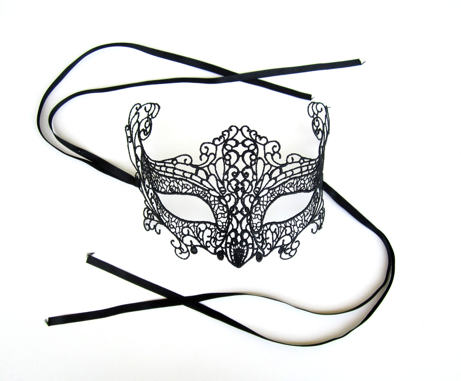 BLACK LACE MASK sexy halloween costume eye cat mask