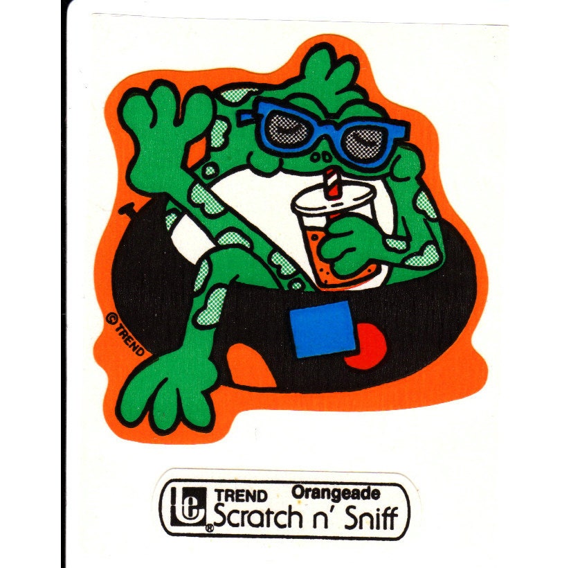 Vintage Trend Scratch and Sniff Orangeade Frog Sticker - Orange Lemonade Toad