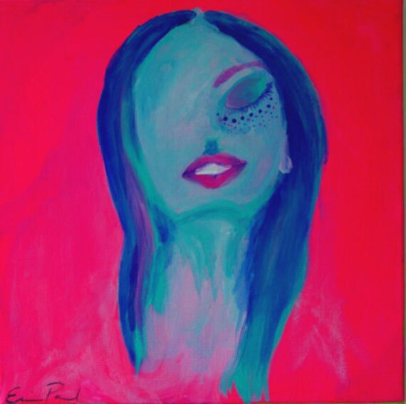 Neon Lady Painting "Other Worldly Sight" LIMITED EDITION PRINT (ready to hang) by Erin Paul