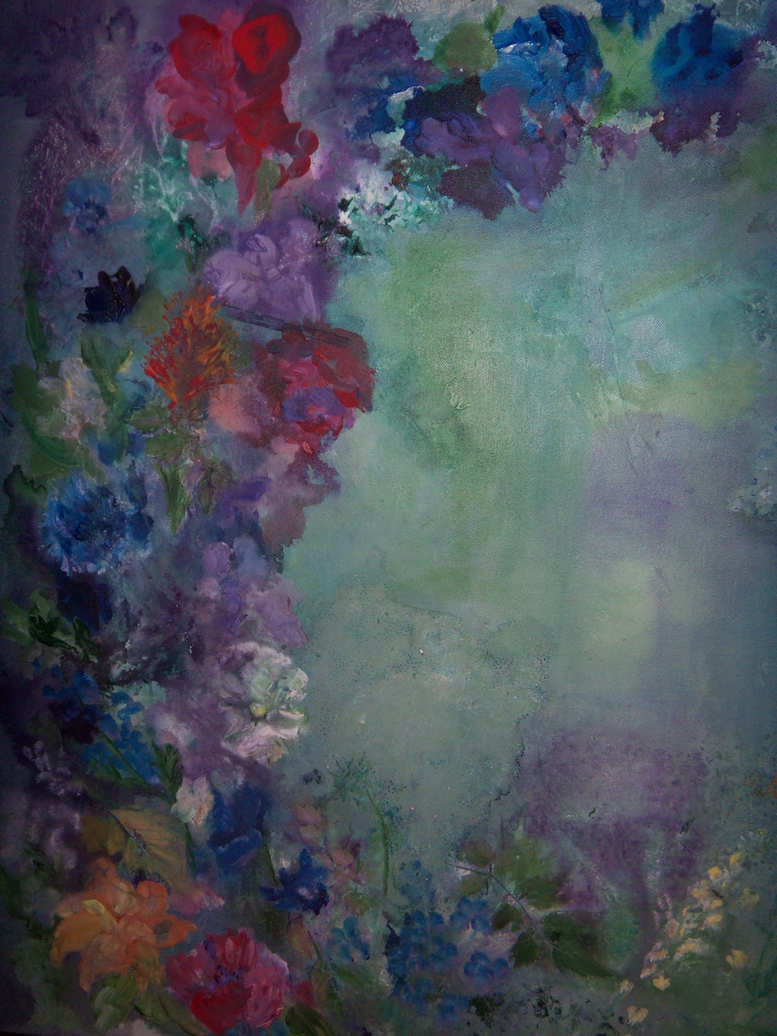 Original Abstract Surreal Floral Garden Original Acrylic  Painting by sheri