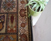 Vintage Persian fringed Rug, Mediterranean Symbols, Mustard, Burgundy, Blue, Cottage chic, living room, Machine knitted, Oriental, Tribal - MeshuMaSH