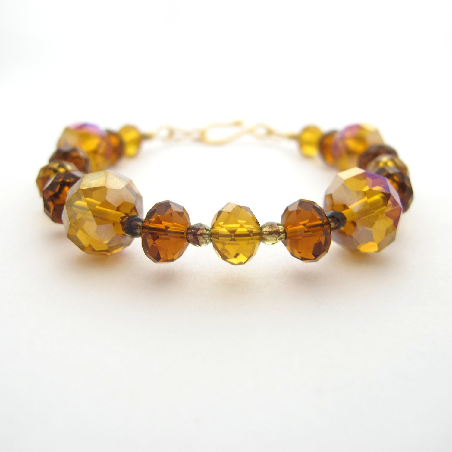 Brown Crystal Bracelet With Czech Glass Accents