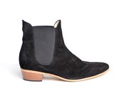 black suede beatle boots cuban heel  - FREE SHIPPING