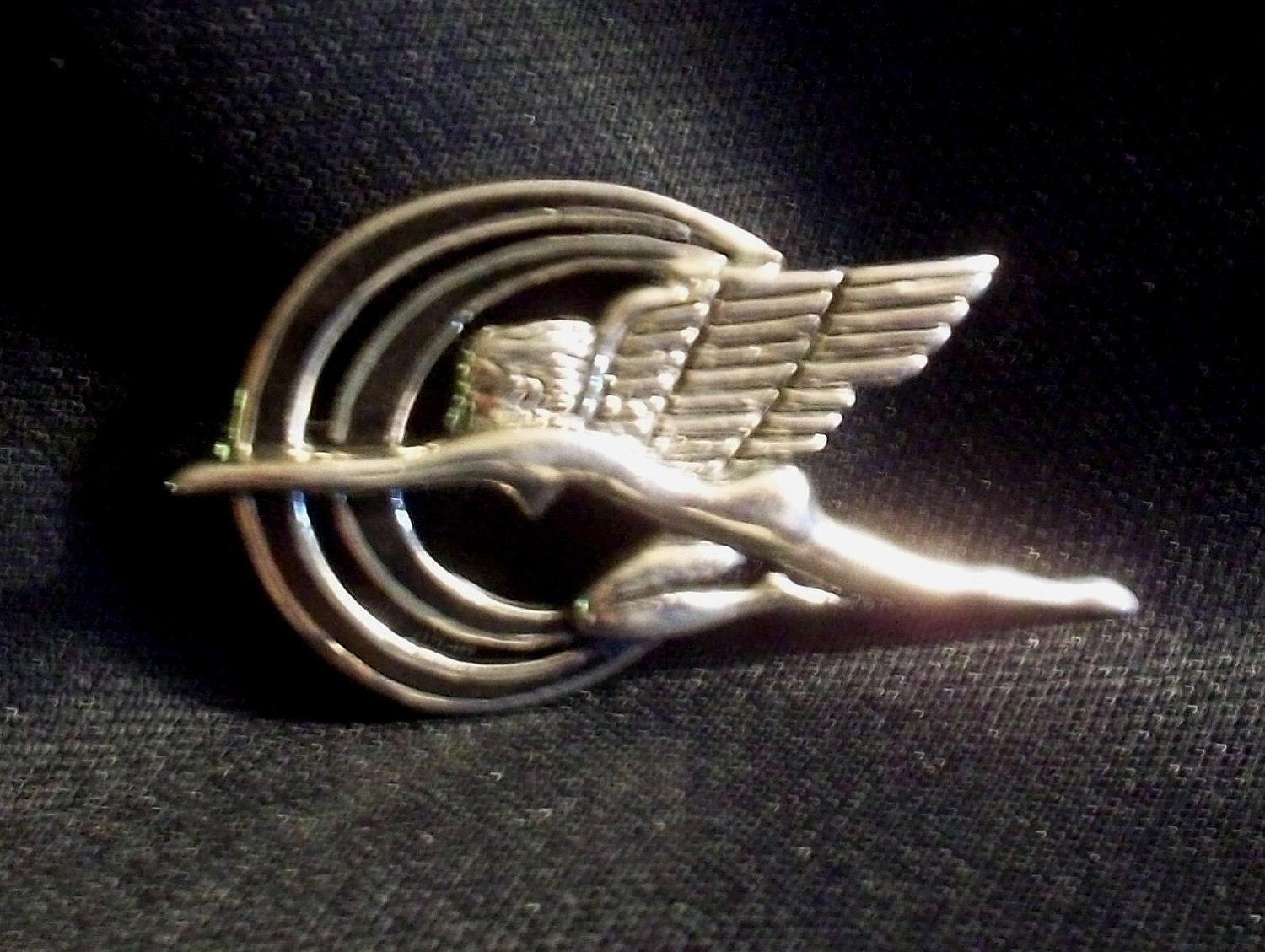 RESERVED for Christel - Deco "Flying" Winged Lady Sterling Silver Pendant from the 30s.