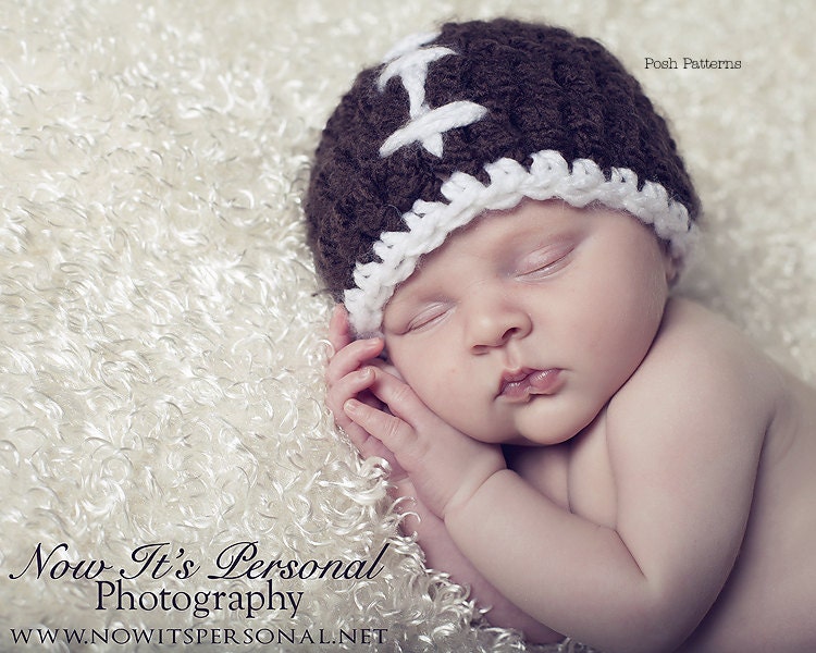 Crochet Hat PATTERN - Baby Football Beanie Crochet Pattern - Instant Download PDF 162 - Newborn to Adult - Photo Prop Pattern