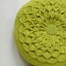Green Pillow. Knitted Circular Waffle Cushion. Chartreuse Green Pillow Hand Puckered Waffle Design. Round Pillow Medium Size