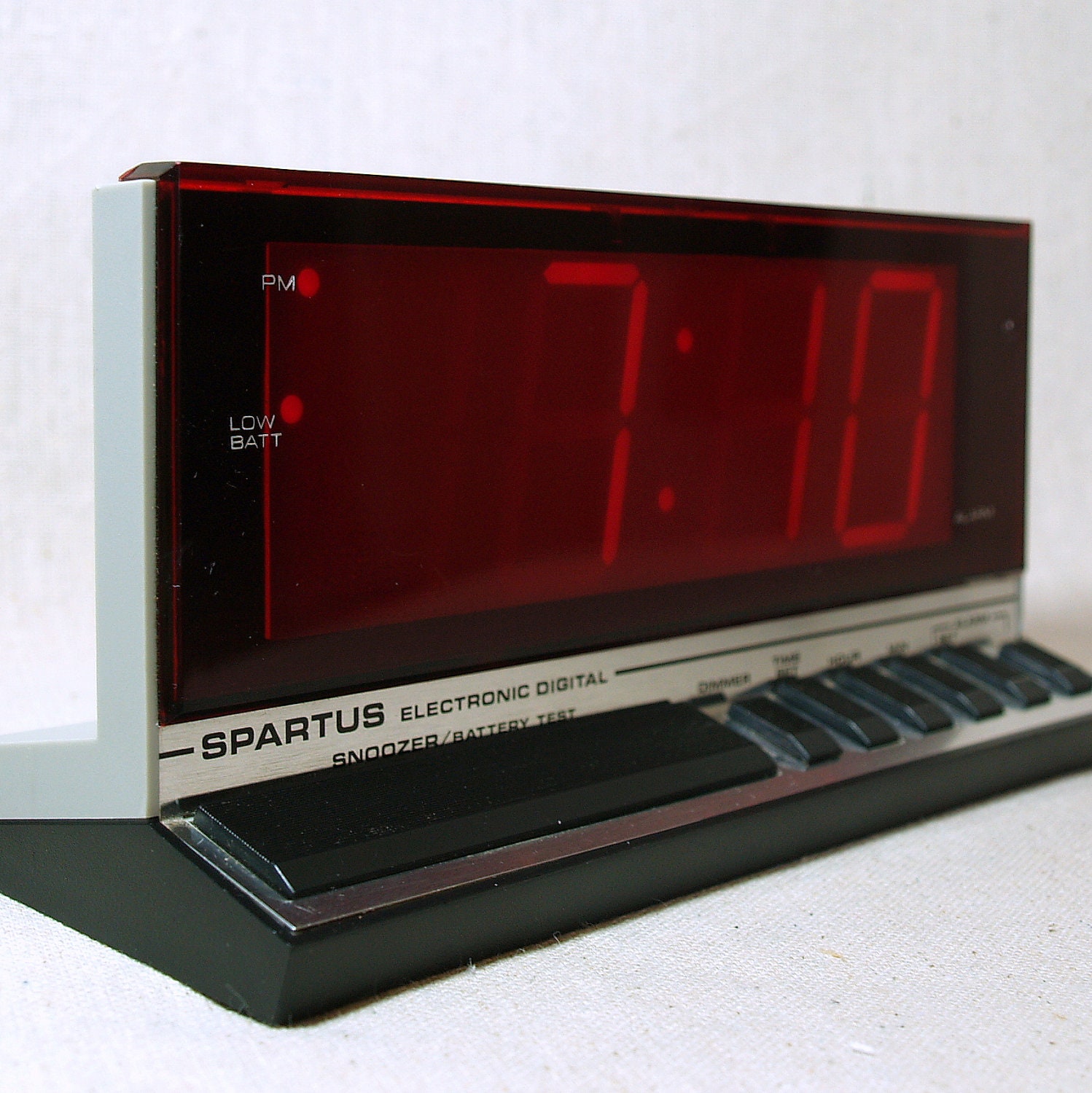 FUTURISTIC SLIM SPARTUS Vintage Electronic Large Display led Digital Clock with Alarm, Snooze, and Battery Backup made in Hong Kong