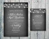 Custom listing for Kathleen - Set of 40 - Romantic Light Garland Wedding Invitation and Reply Card Set - Wedding Stationery