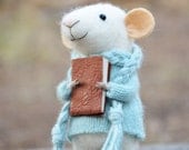 Little Reader Mouse-  Needle Felted Ornament - Felting Dreams by Johana Molina - READY TO SHIP