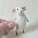 RESERVED FOR NANCY Tiny white Mouse - needle felted ornament animal, felting dreams