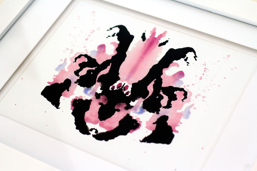8 x 10 Rorschach Ink Blot Watercolor Giclee Print 'Ingénue'