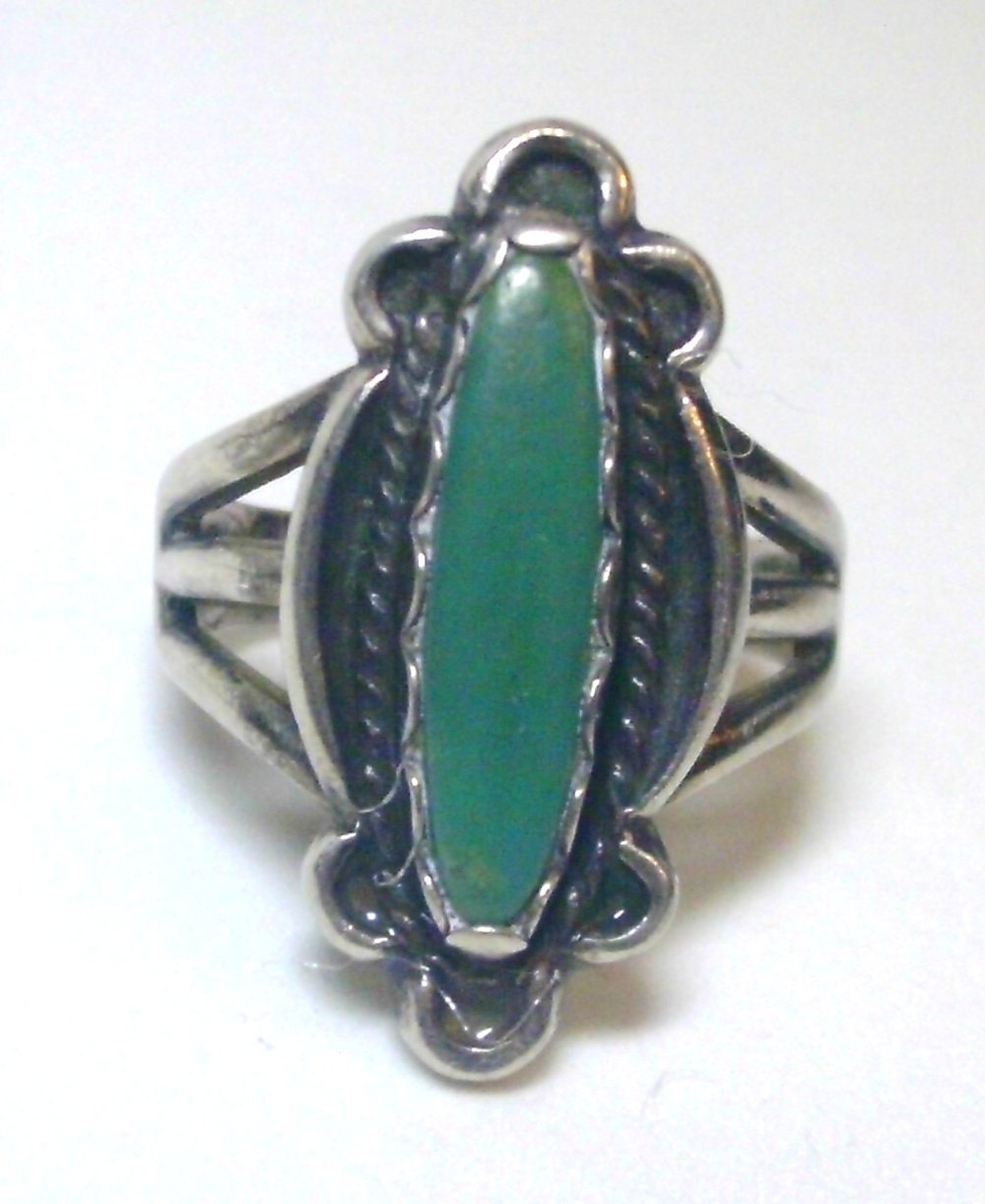 Reserved for crftyldy3 - Vintage Silver and Turquoise Ring 9/16 Inch Inside Diameter