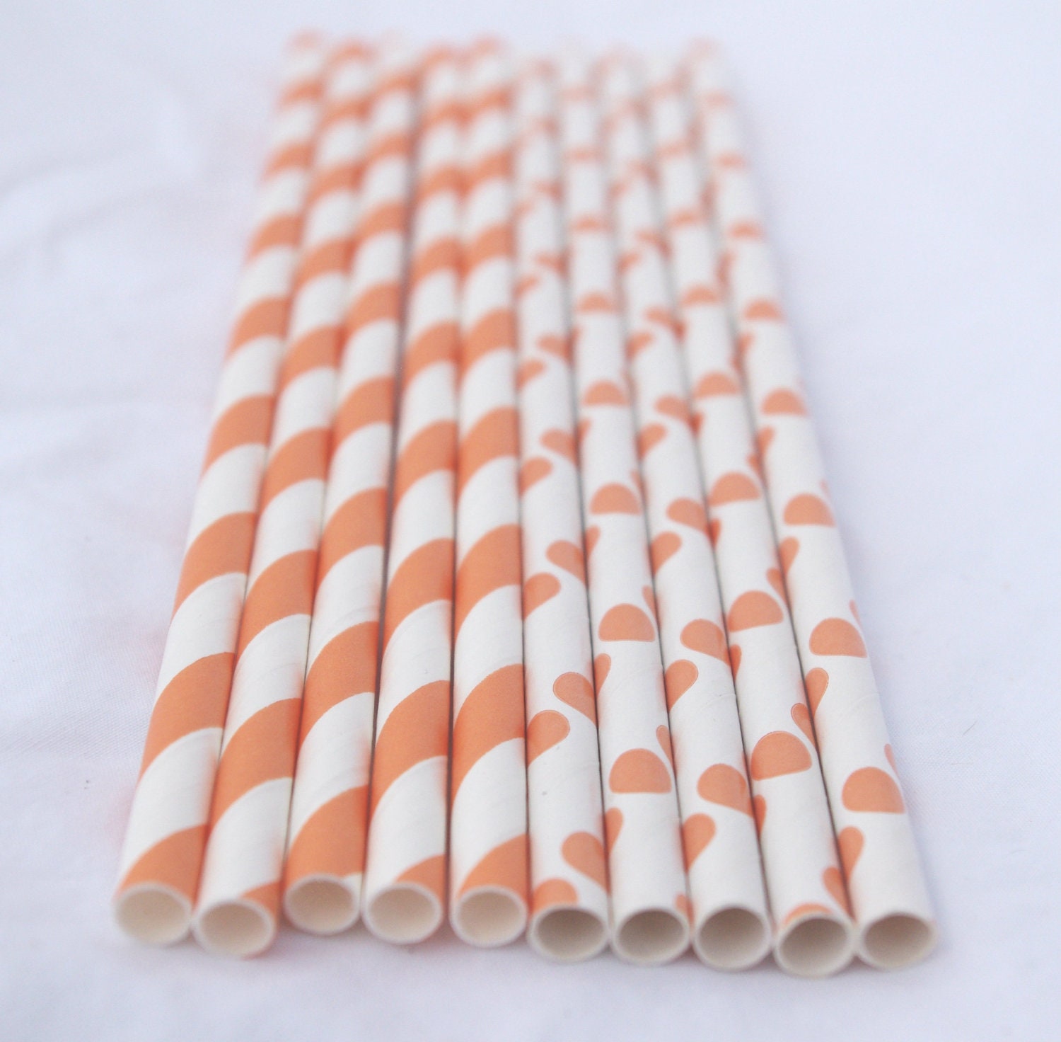 Orange Mix--Stripes and Dots-- Paper Straws --25ct with Free Printable diy Flags Il_170x135