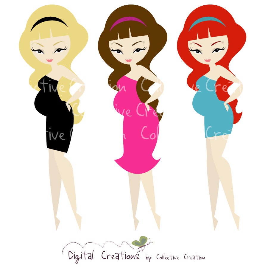 Pregnant & Gorgeous Digital Clipart Set by CollectiveCreation