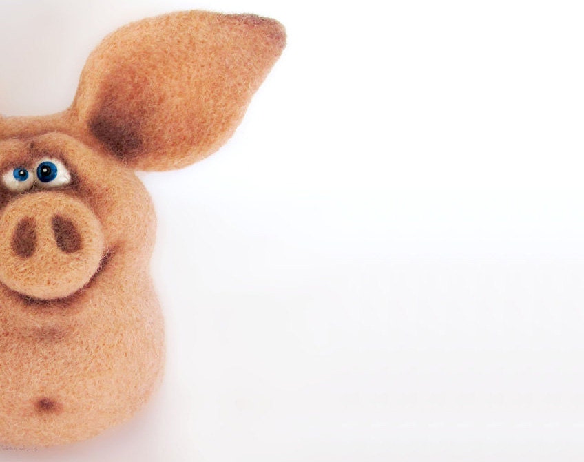 Needle Felted Toy. Funny Pig. Felt Toys. Pink. Gift under 50. Mother's day Father's Day