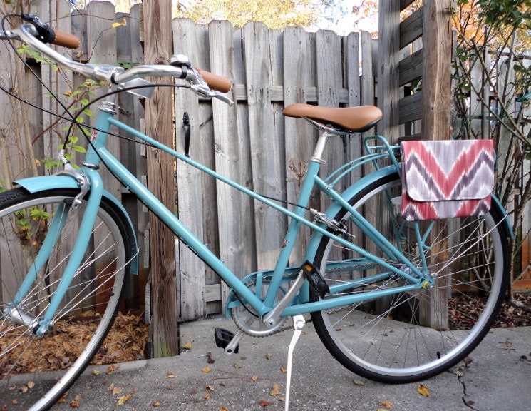 Bicycle Handlebar Bag in Wine Chevron Print
