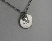 RUN LOVE Necklace - Running Necklace on 18 inch gunmetal chain - Running Jewelry - Run Necklace - Runner