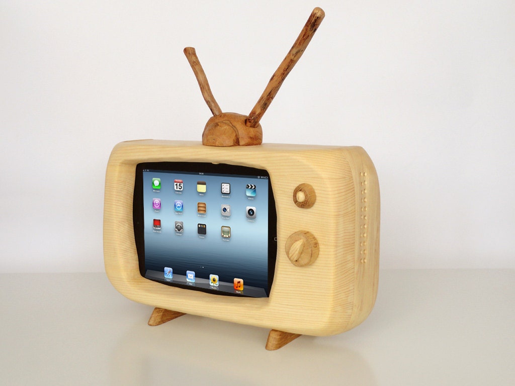 Vintage Rustic iPad TV - iPad stand and iPad dock all in one