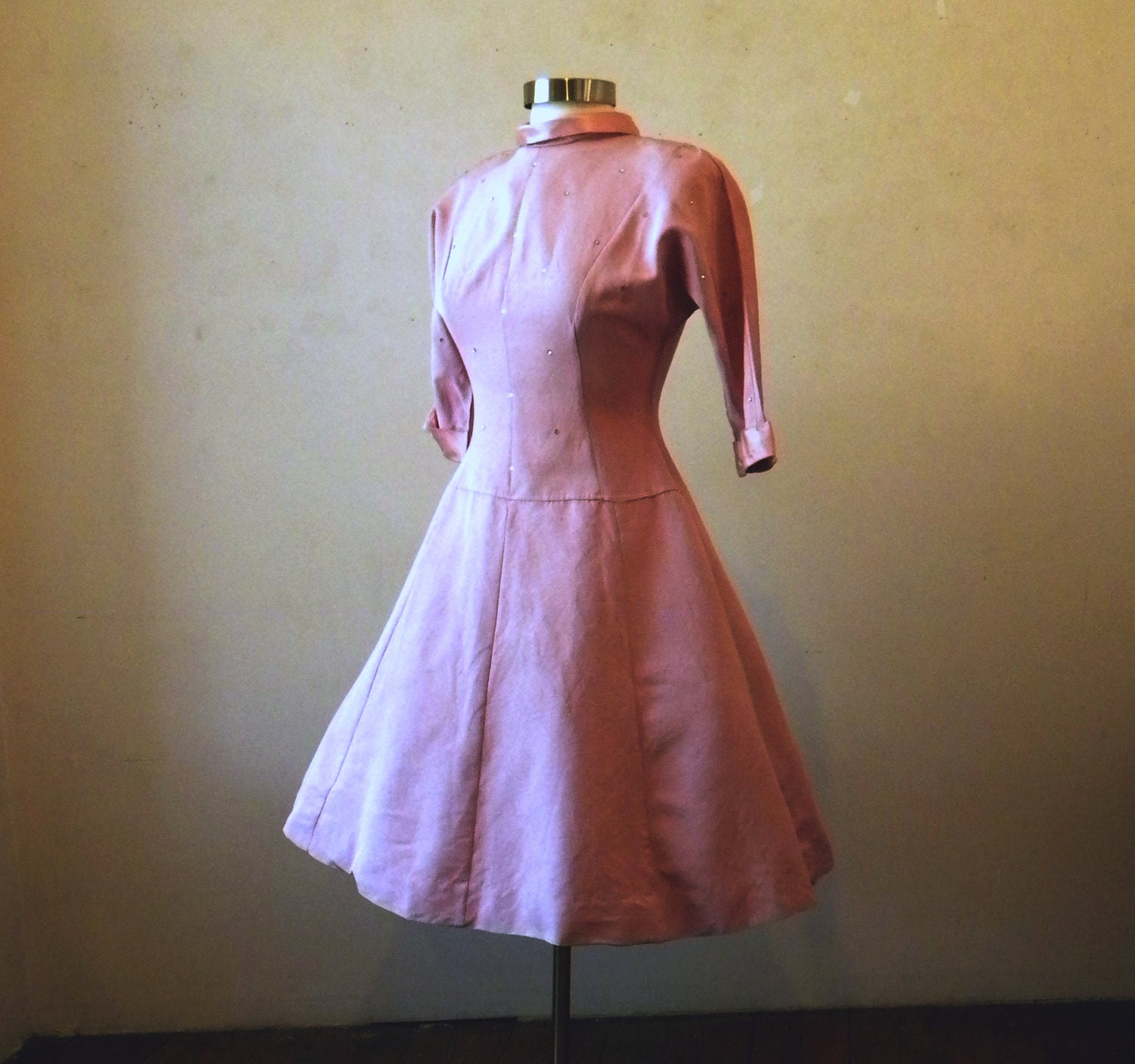 Items similar to 50s Ful Length Dress / Tea Length Party Prom Dress / Pink Mauve Lavender on Etsy