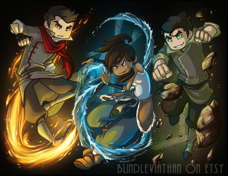 Avatar Legend of Korra 'Republic City Benders' 8.5x11 Print