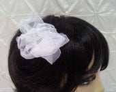 White Organza Flower Hair Clip- "Zoie"