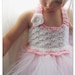 Flower Girl Dress Tulle Tutu Crochet Bodice Ballerina Baby Pink and White Size Infant to Toddler Size 3