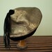 Beautiful 1950s Gold Brocade Hat with Black Silk Velveteen Trim and Tassles