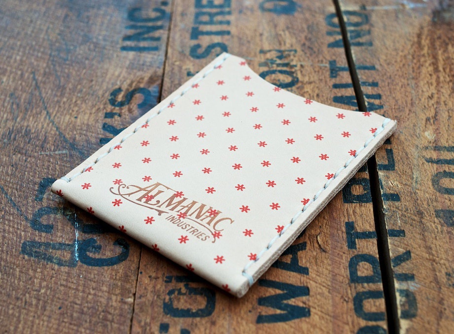 Leather Card Case / Wallet - Red Dot
