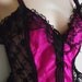 Vintage Teddi corset lingerie pink & black lace teddie M L
