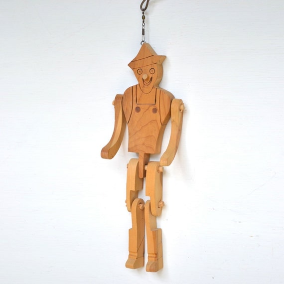 vintage wooden dancing jig doll puppet man by ElizabethRosenArt
