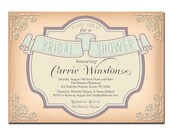 Bridal Shower Invitation Vintage Rustic Birthday Invitation Vintage Vignette Typography Poster Printable Digital or Printed - Carrie Style