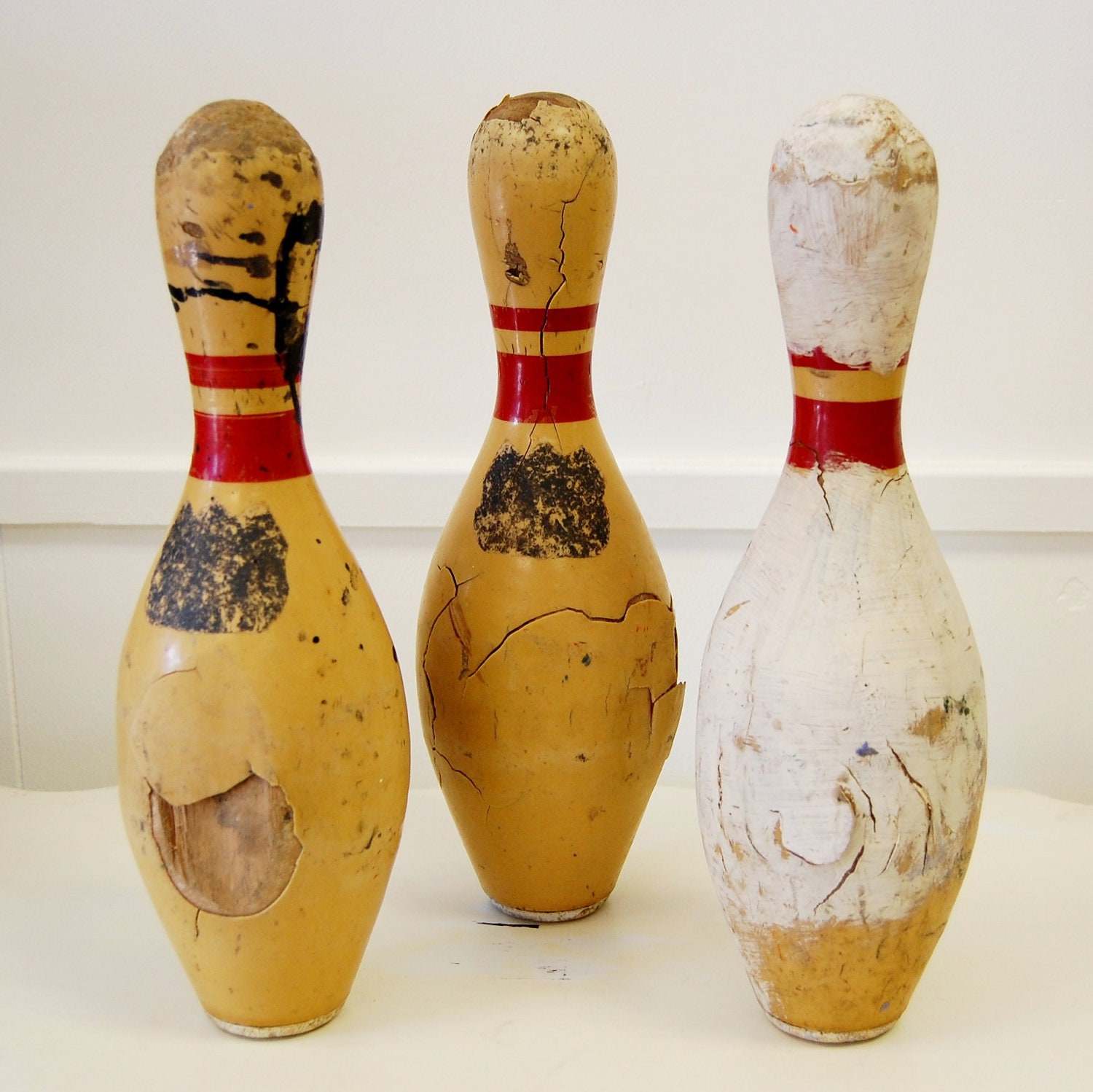 Set of Three Vintage Bowling Pins 1950s or 60s