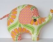 Lucky Elephant Pillow Yellow Pink Green Floral
