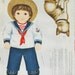 Jonathon and his pet "Buster" Boston Bull Dog Terrier Sailor Suit Fabric Panel VIP Cranston Cotton Fabric Easy Sewing Project Gift Decor