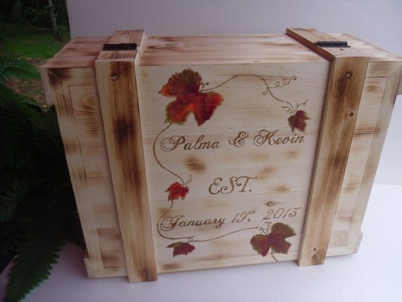 Items similar to Wine Box for Rustic Wedding Extra Large Wine Box for