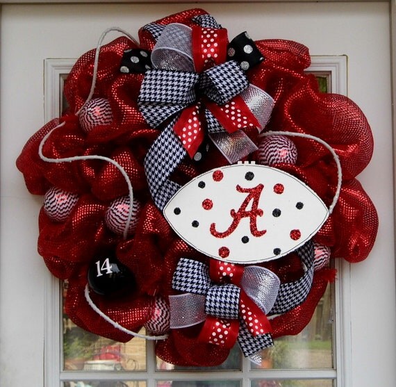 Alabama Wreath Football Wreath Mesh Wreath by HolidaysAreSpecial