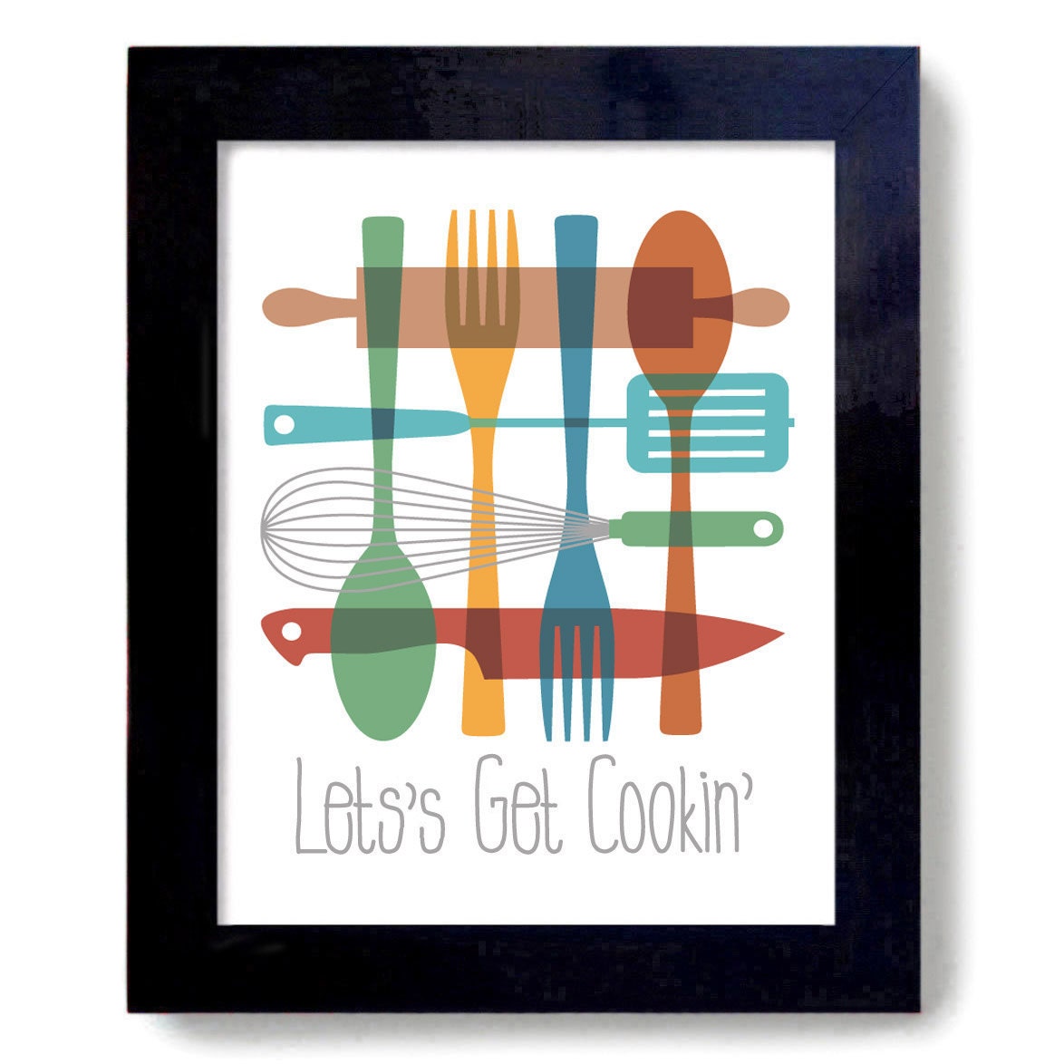 Kitchen Art Print Framed Mid Century Art Print Kitchen Decor