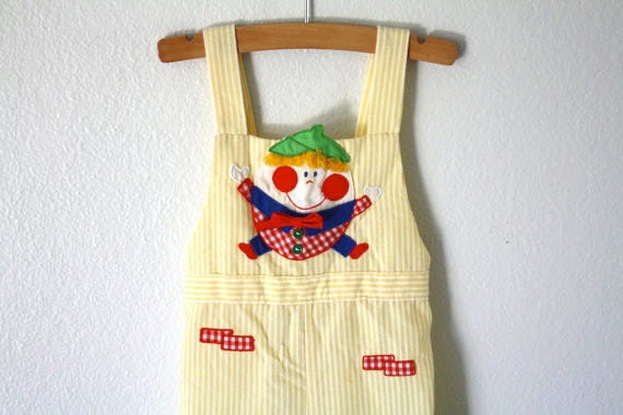 Vintage Humpty Dumpty Yellow Overalls, Baby Toddler Size 18 months