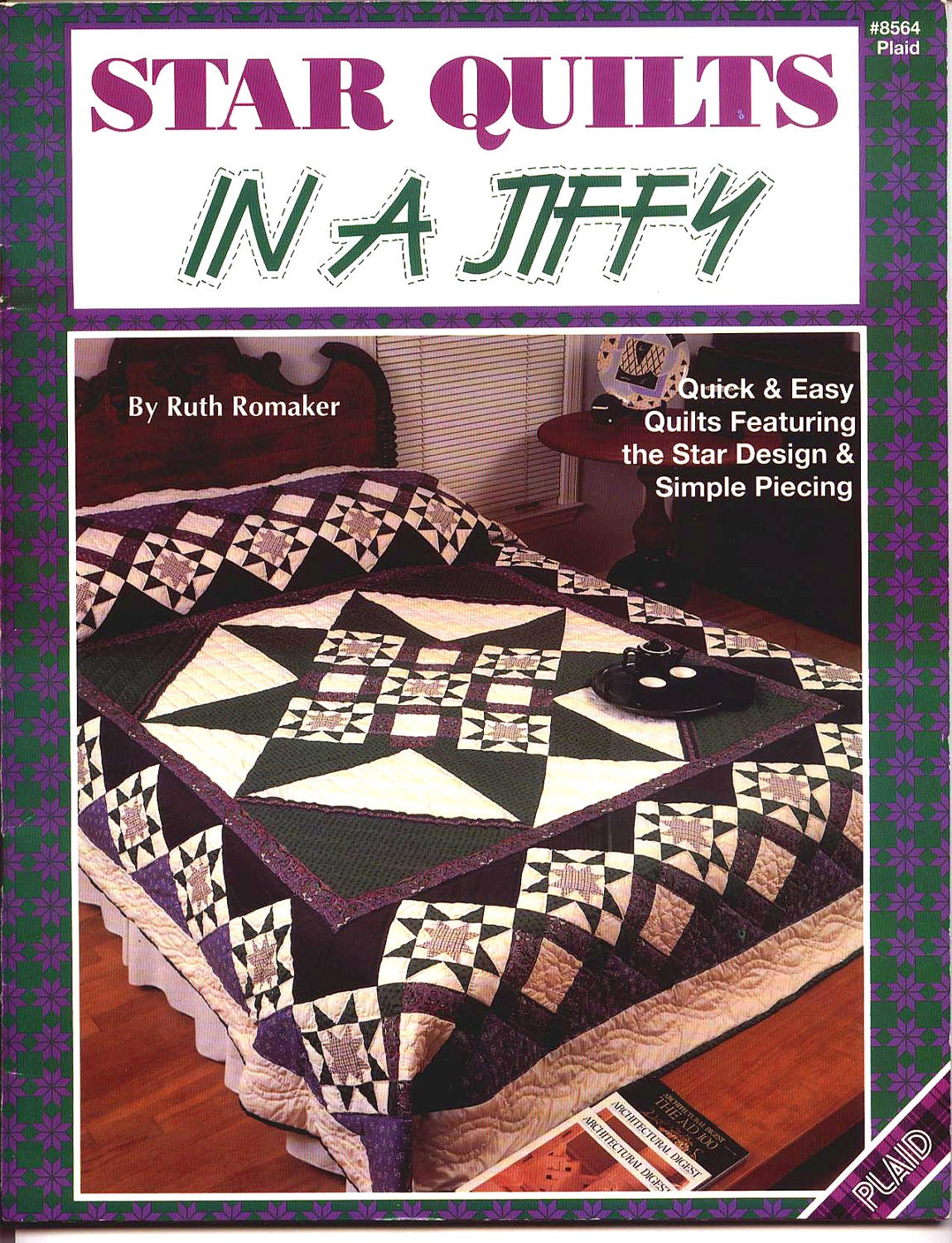 STAR QUILTS In a JIFFY by Martha Romaker for Plaid 50 Page Quilt Book With Patterns Nice Book